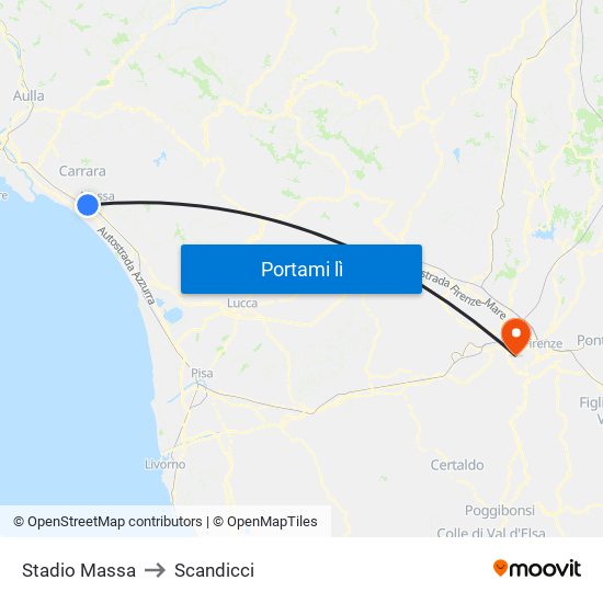 Stadio Massa to Scandicci map