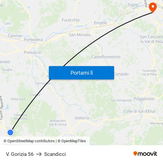 V. Gorizia 56 to Scandicci map