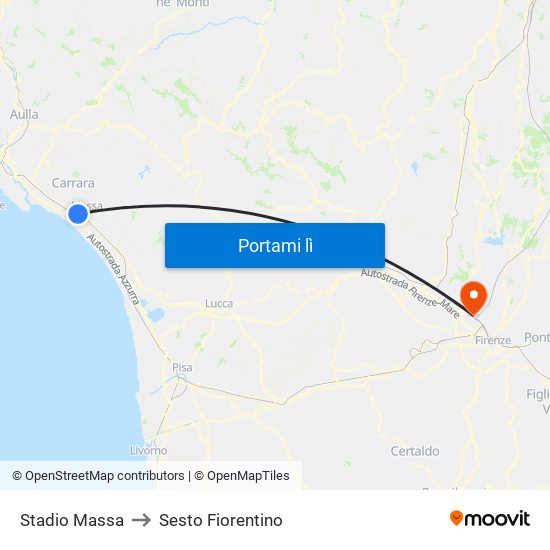 Stadio Massa to Sesto Fiorentino map