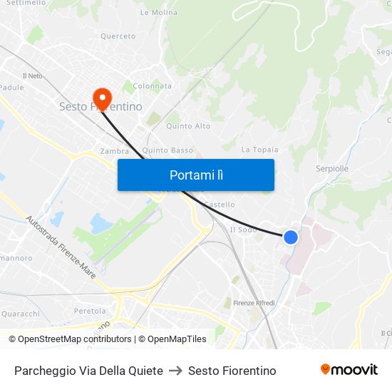 Parcheggio Via Della Quiete to Sesto Fiorentino map