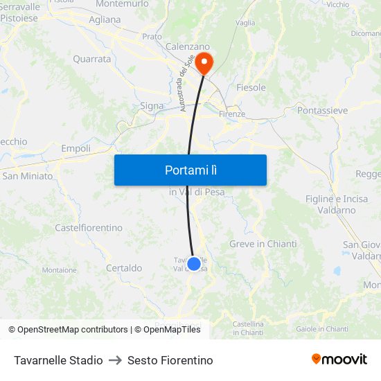 Tavarnelle Stadio to Sesto Fiorentino map