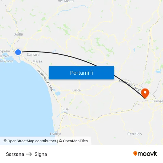Sarzana to Signa map