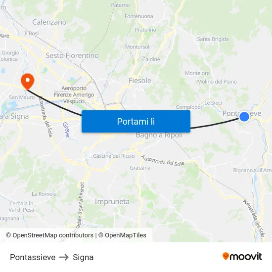 Pontassieve to Signa map