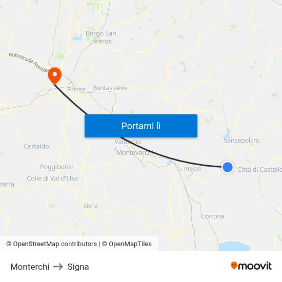 Monterchi to Signa map