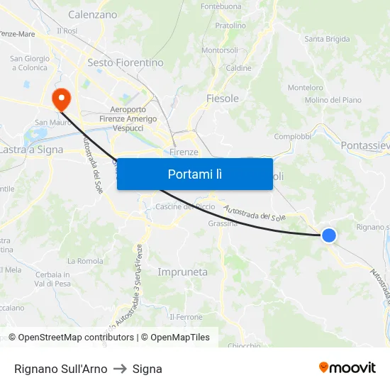 Rignano Sull'Arno to Signa map