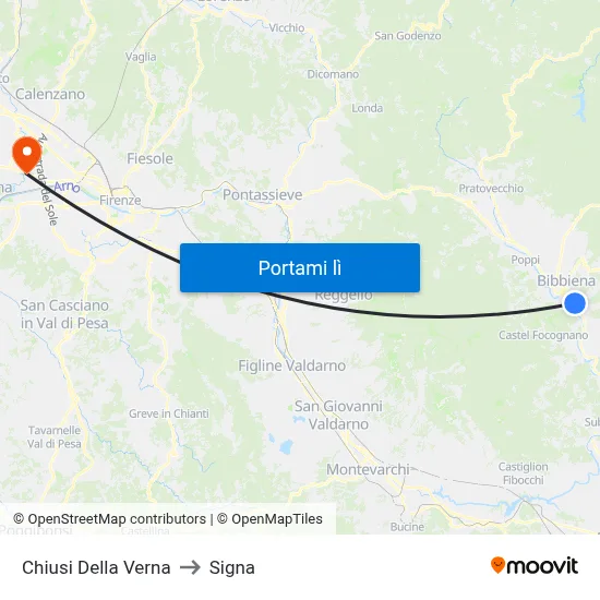 Chiusi Della Verna to Signa map