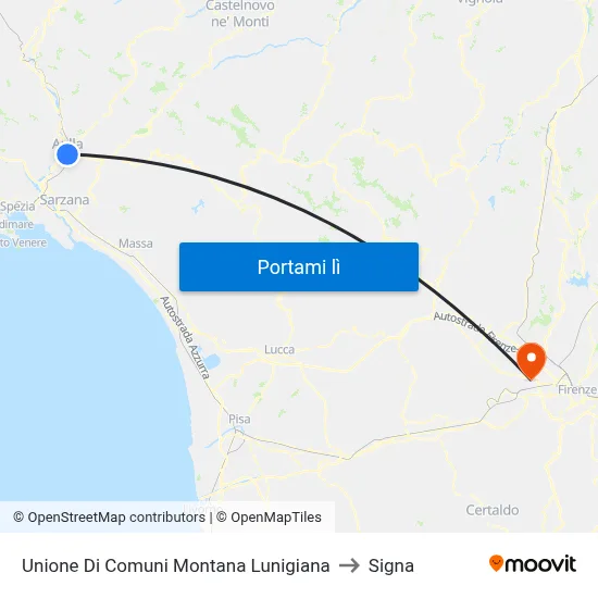 Unione Di Comuni Montana Lunigiana to Signa map