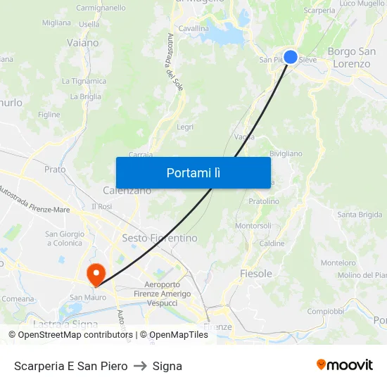 Scarperia E San Piero to Signa map