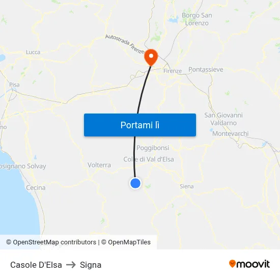 Casole D'Elsa to Signa map