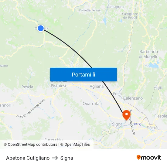 Abetone Cutigliano to Signa map