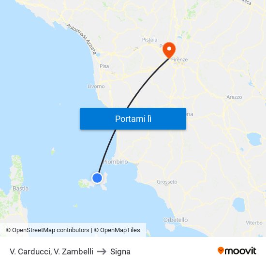 V. Carducci, V.  Zambelli to Signa map