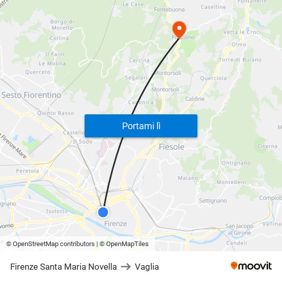 Firenze Santa Maria Novella to Vaglia map