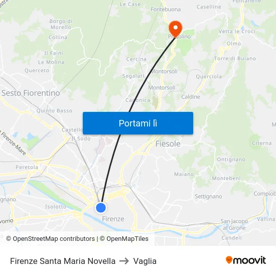 Firenze Santa Maria Novella to Vaglia map
