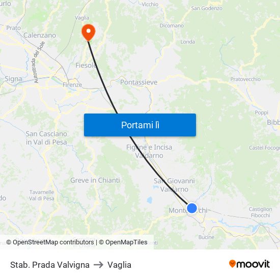 Stab. Prada Valvigna to Vaglia map