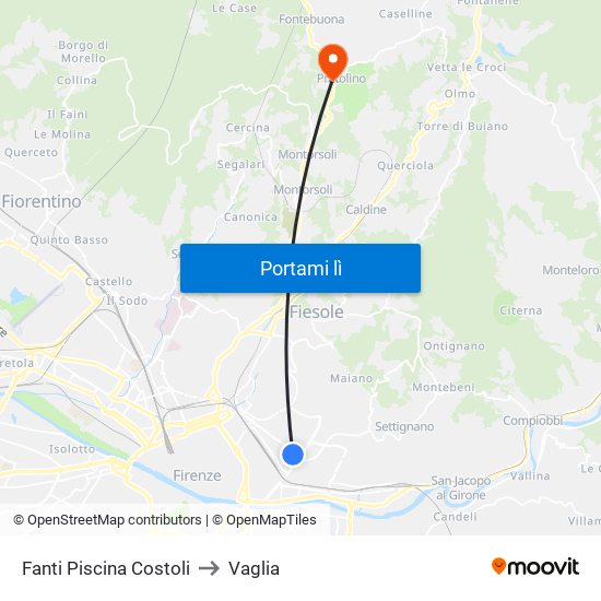 Fanti  Piscina Costoli to Vaglia map