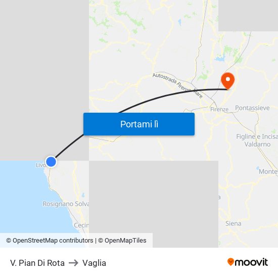 V. Pian Di Rota to Vaglia map