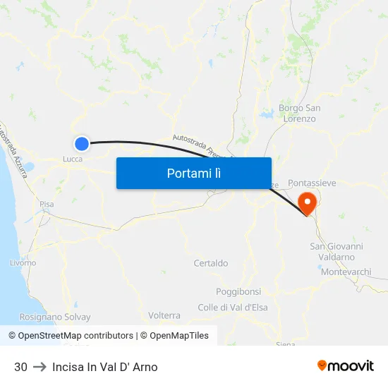 30 to Incisa In Val D' Arno map