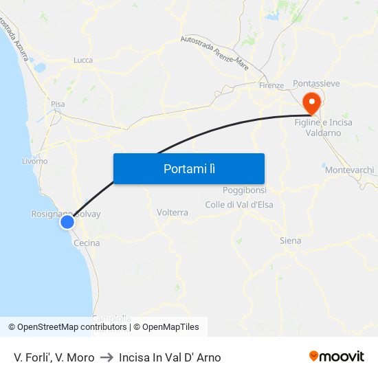 V. Forli',  V. Moro to Incisa In Val D' Arno map