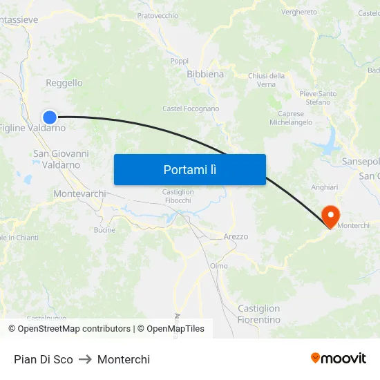 Pian Di Sco to Monterchi map
