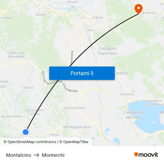 Montalcino to Monterchi map