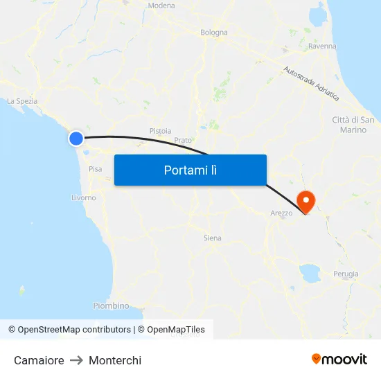Camaiore to Monterchi map