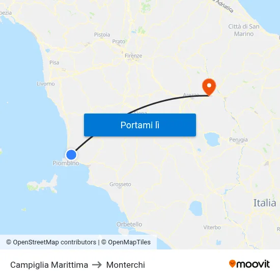 Campiglia Marittima to Monterchi map