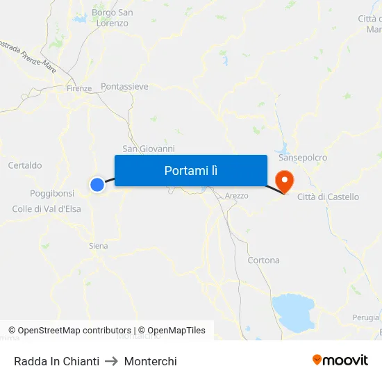 Radda In Chianti to Monterchi map