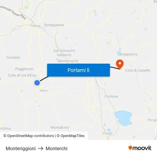 Monteriggioni to Monterchi map