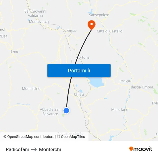 Radicofani to Monterchi map