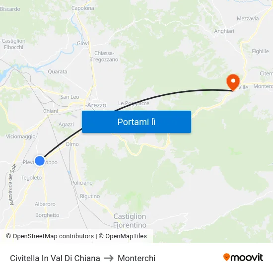 Civitella In Val Di Chiana to Monterchi map