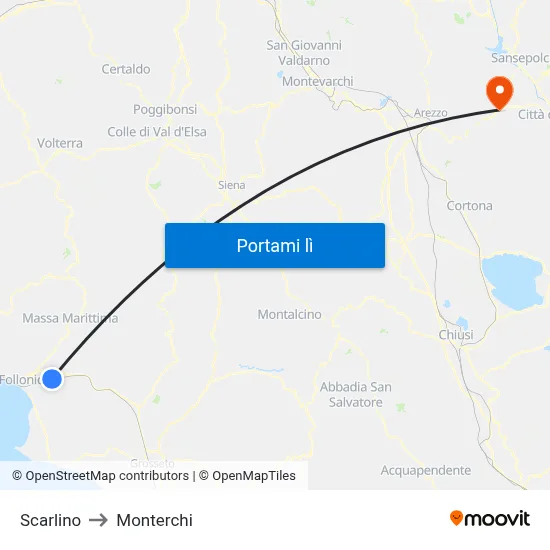 Scarlino to Monterchi map