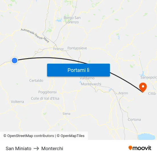 San Miniato to Monterchi map
