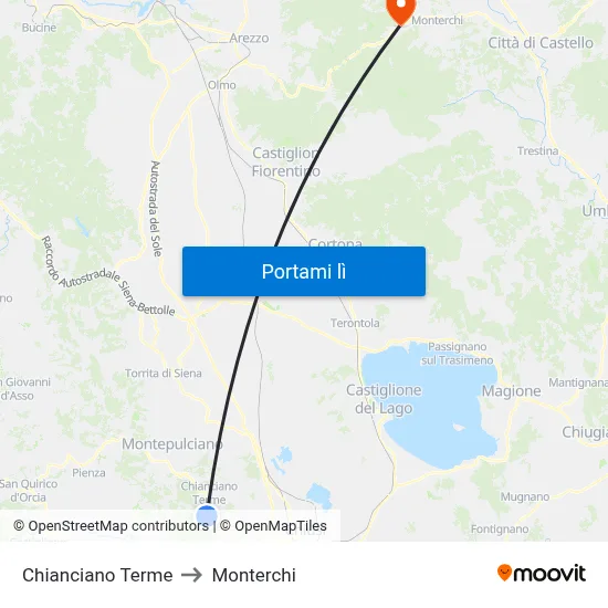 Chianciano Terme to Monterchi map