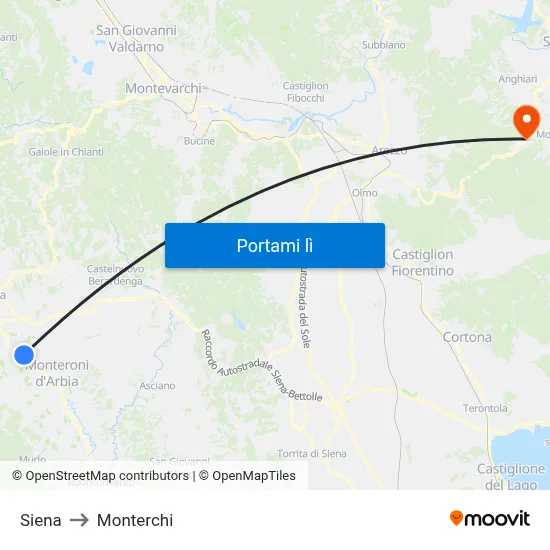 Siena to Monterchi map