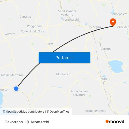Gavorrano to Monterchi map