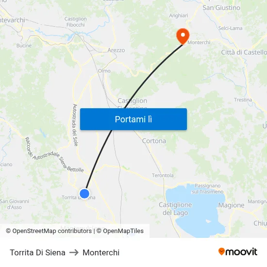 Torrita Di Siena to Monterchi map