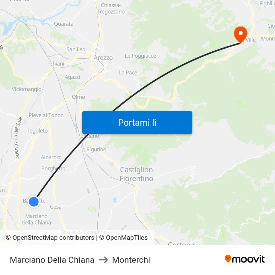 Marciano Della Chiana to Monterchi map