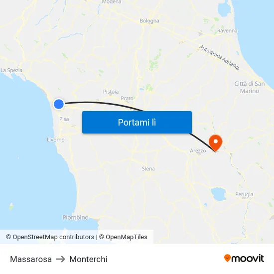 Massarosa to Monterchi map