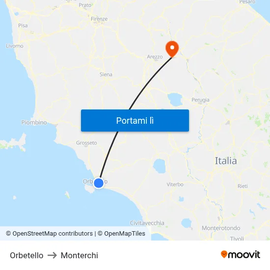 Orbetello to Monterchi map