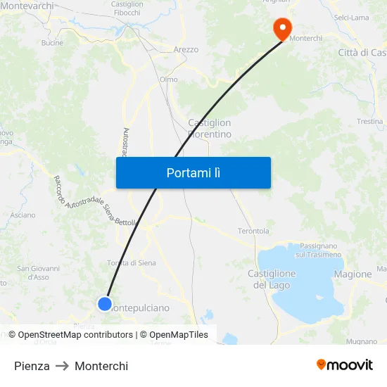 Pienza to Monterchi map