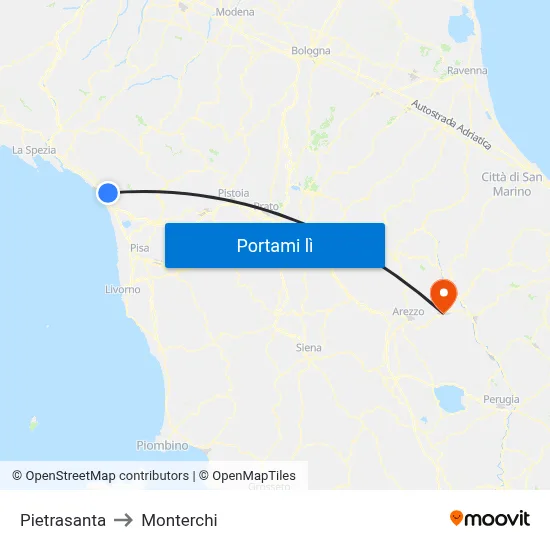 Pietrasanta to Monterchi map