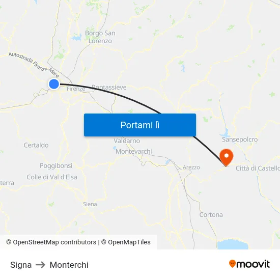 Signa to Monterchi map