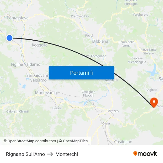 Rignano Sull'Arno to Monterchi map