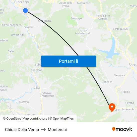 Chiusi Della Verna to Monterchi map
