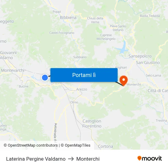 Laterina Pergine Valdarno to Monterchi map