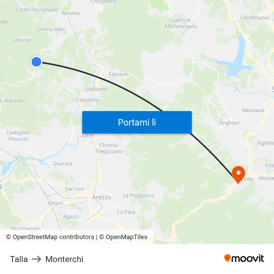 Talla to Monterchi map