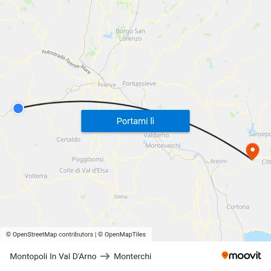 Montopoli In Val D'Arno to Monterchi map