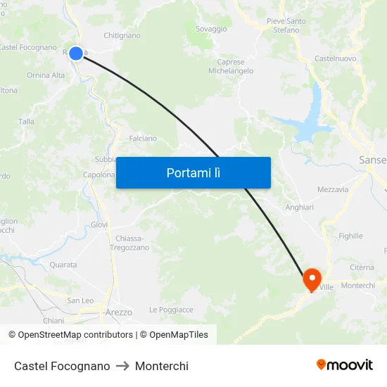Castel Focognano to Monterchi map