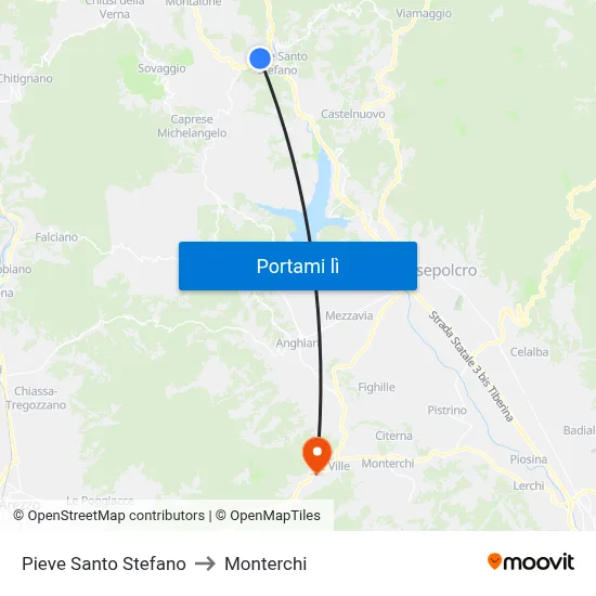 Pieve Santo Stefano to Monterchi map