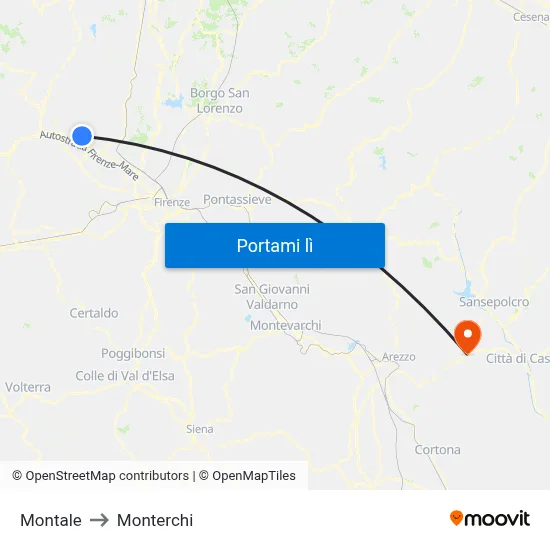 Montale to Monterchi map